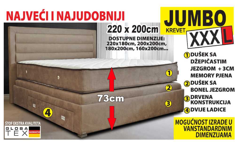 Krevet JUMBO XXXL